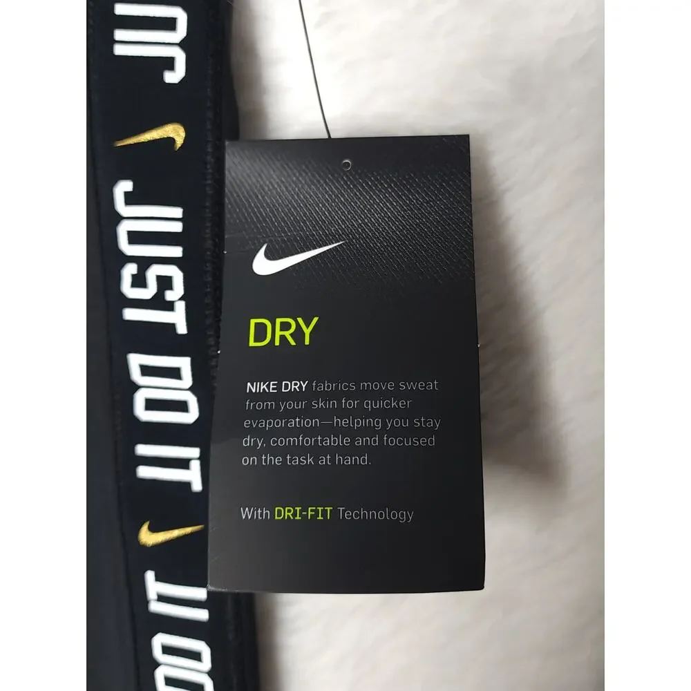 Women’s Nike Dry Training Pants Black With Gold Ankle Trim Size L